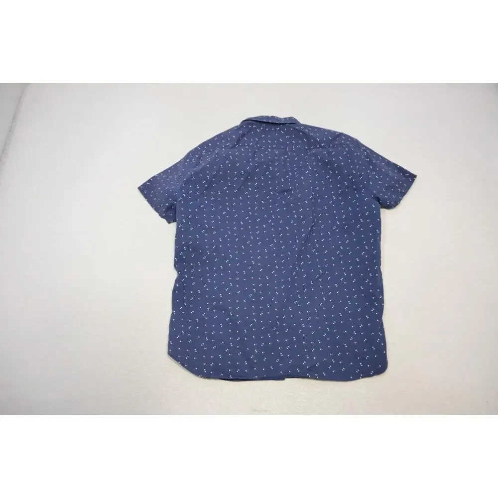 J Crew‎ Slim Fit Dress Shirt Blue Casual Short Sleeve Pocket Mens Sz XL